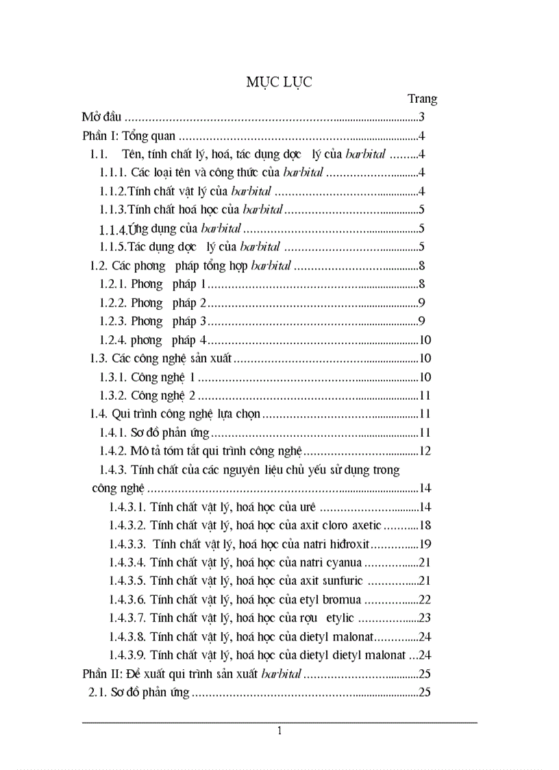 Xây dựng quy trình sản xuất barbital