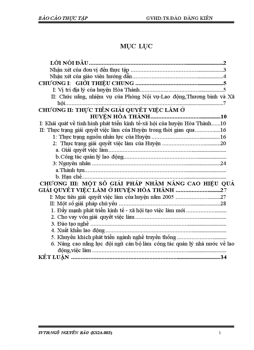 Một số giải pháp nâng cao hiệu quả giải quyết việc làm ở huyện Hòa Thành tỉnh Tây Ninh