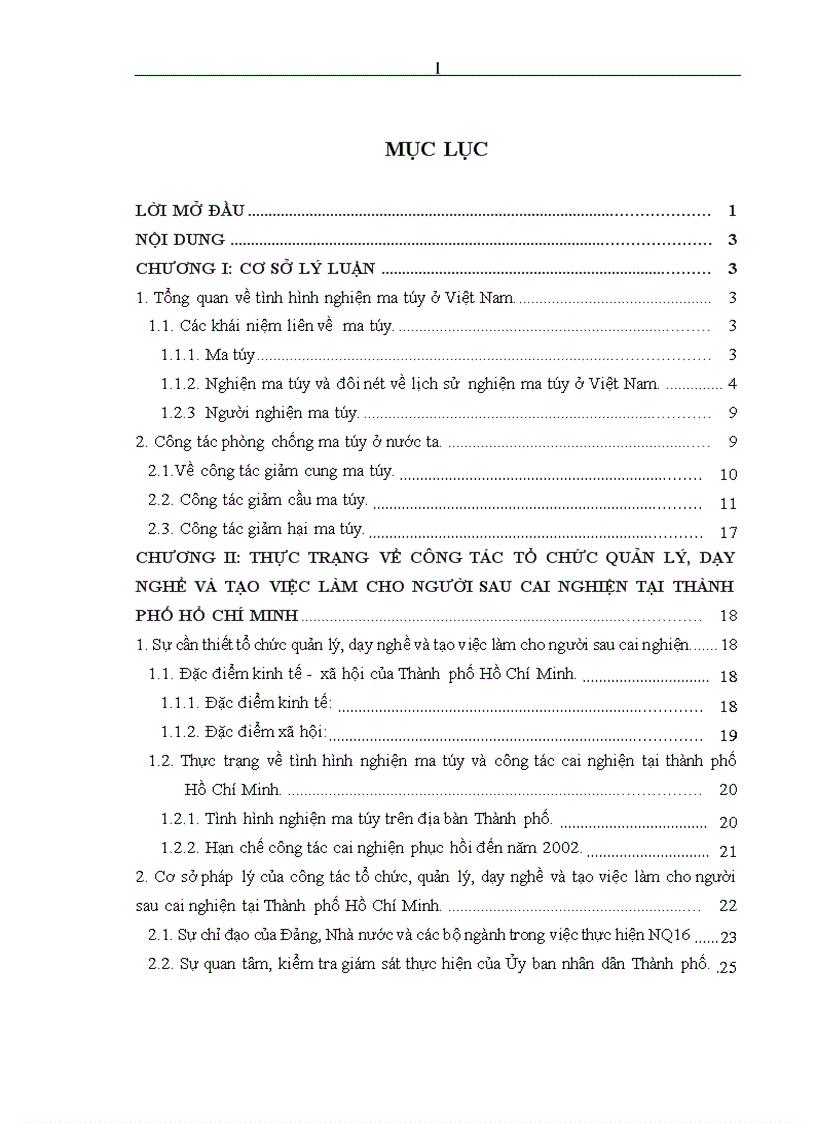 1số công tác để thực hiện tổ chức quản lý dạy nghề và tạo việc làm cho người sau cai nghiện tại TPHCM