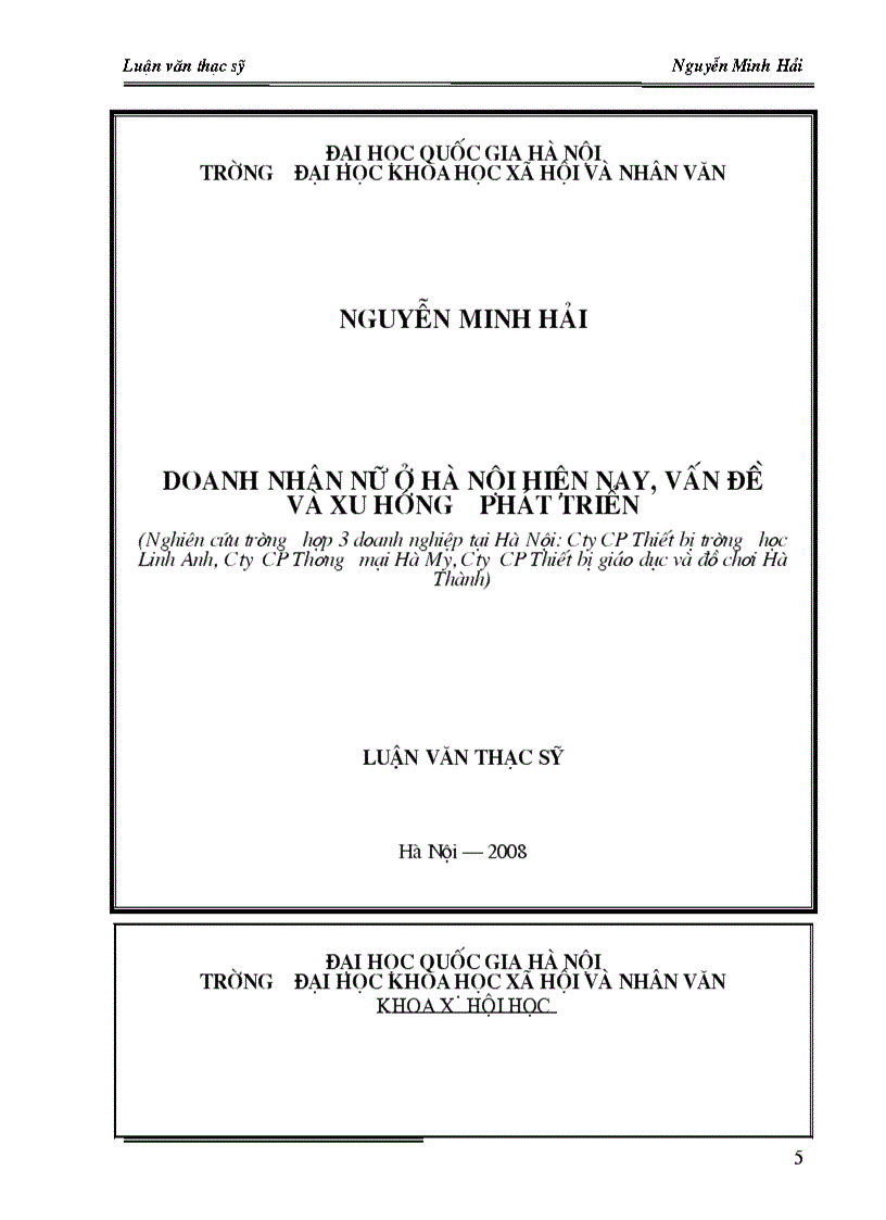 Doanh nhân nữ ở hà nội hiện nay vấn đề và xu hướng phát triển