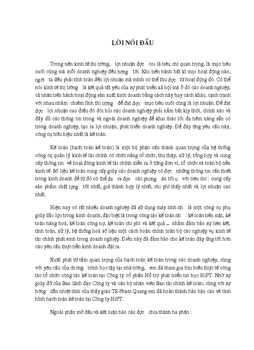 Tổ chức hạch toán kế toán tại Công ty HIPT lt kiến tập gt