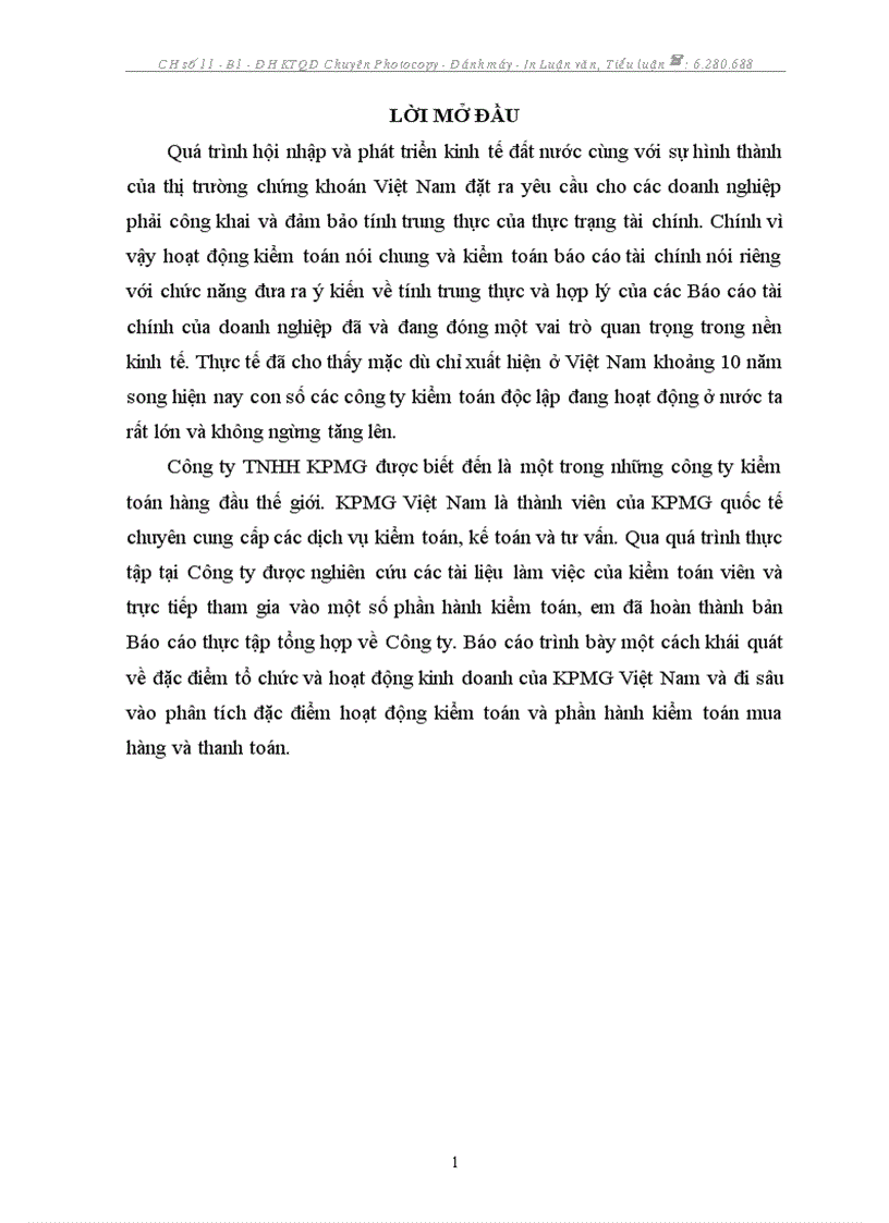 Báo cáo thực tập Tại Công ty TNHH KPMG VN