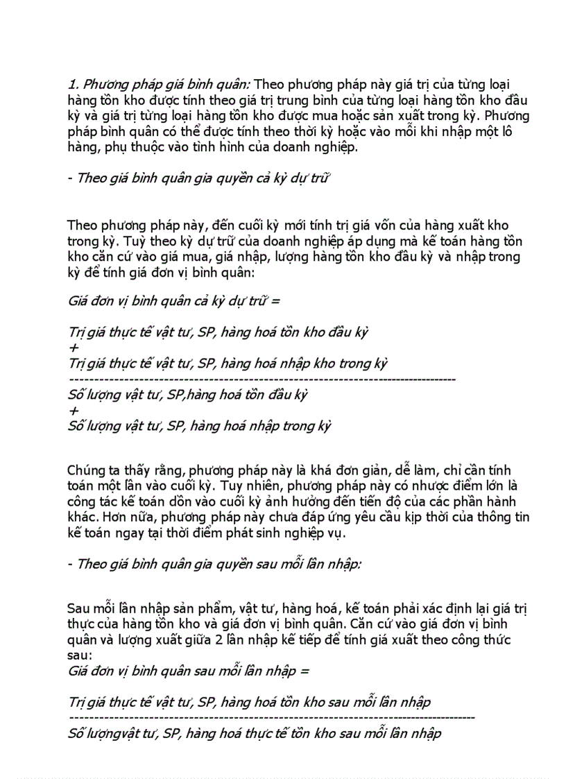 Phương pháp tính tồn kho Bình Quân Gia Quyền