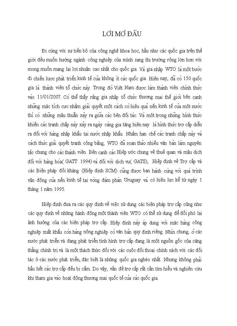 Trợ cấp và các biện pháp đối kháng trong thương mại