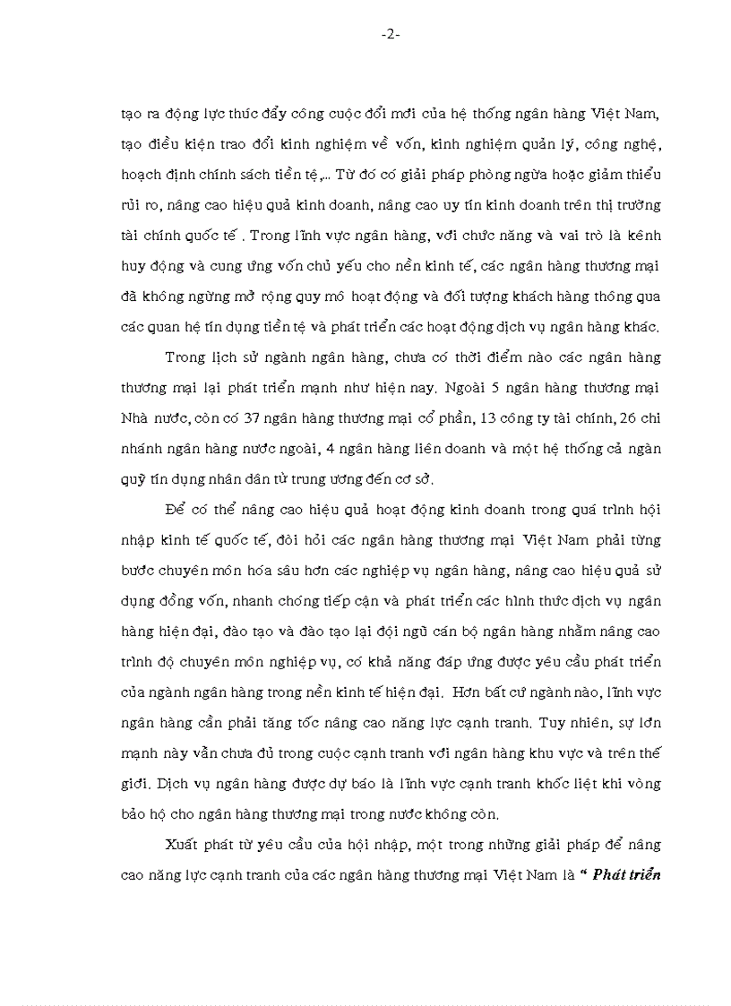 Phát triển các dịch vụ ngân hàng thương mại Việt Nam trong thời kỳ hội nhập kinh tế quốc tế