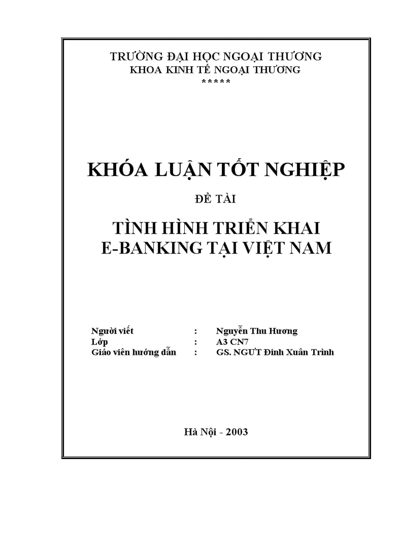 Tình hình triển khai E Banking tại Việt Nam