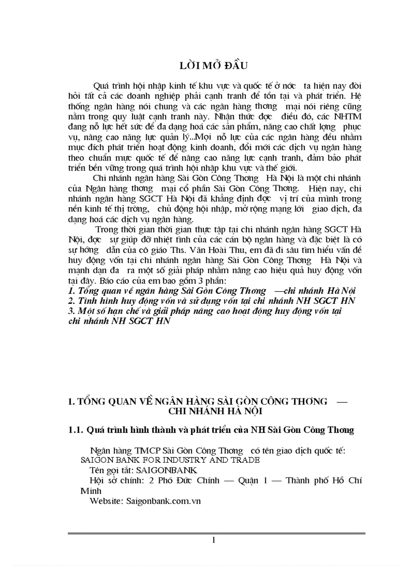 Báo cáo thực tập Tại NHSGCT chi nhánh Hà Nội
