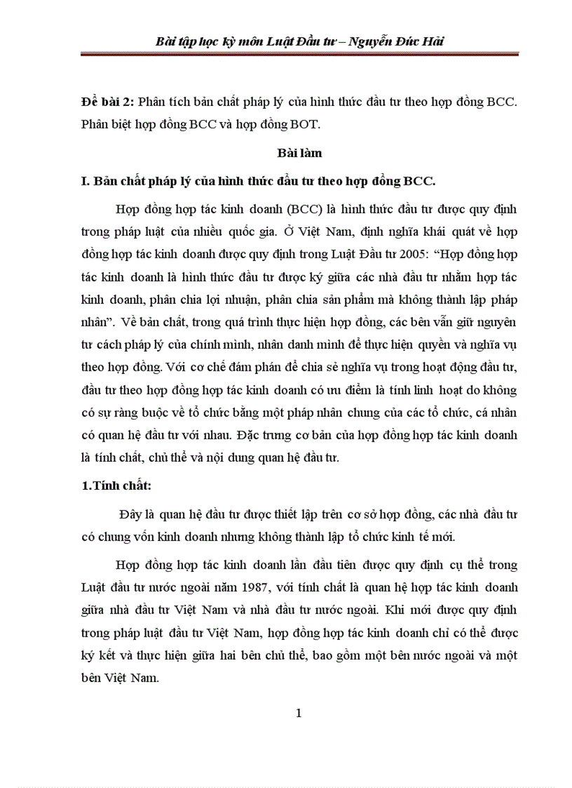 Phân tích bản chất pháp lý của hình thức đầu tư theo hợp đồng BCC Phân biệt hợp đồng BCC và hợp đồng BOT