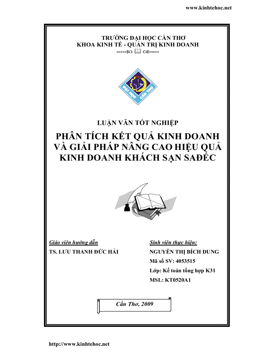 Phân tích kết quả kinh doanh và giải pháp nâng cao hiệu quả kinh doanh khách san SAĐÉC