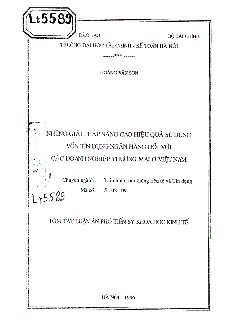 Những giải pháp nâng cao hiệu quả sử dụng vốn tín dụng ngân hàng đối với các Doanh nghiệp thương mại Việt Nam