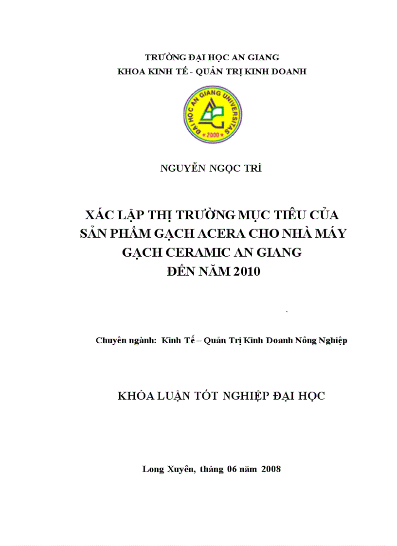 Xác lập thị trường mục tiêu của sản phẩm gạch Acera cho nhà máy gạch Ceramic An Giang