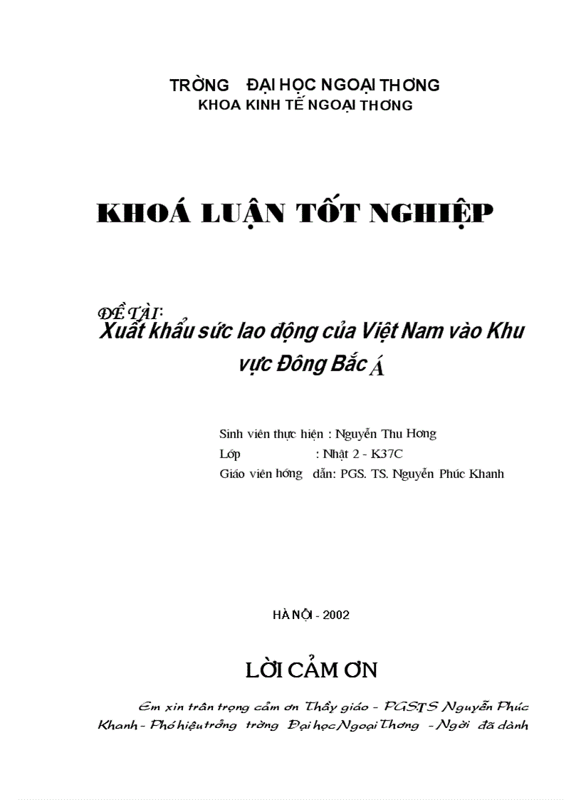 Xuất khẩu sức lao động Việt Nam vào khu vực Đông Bắc á