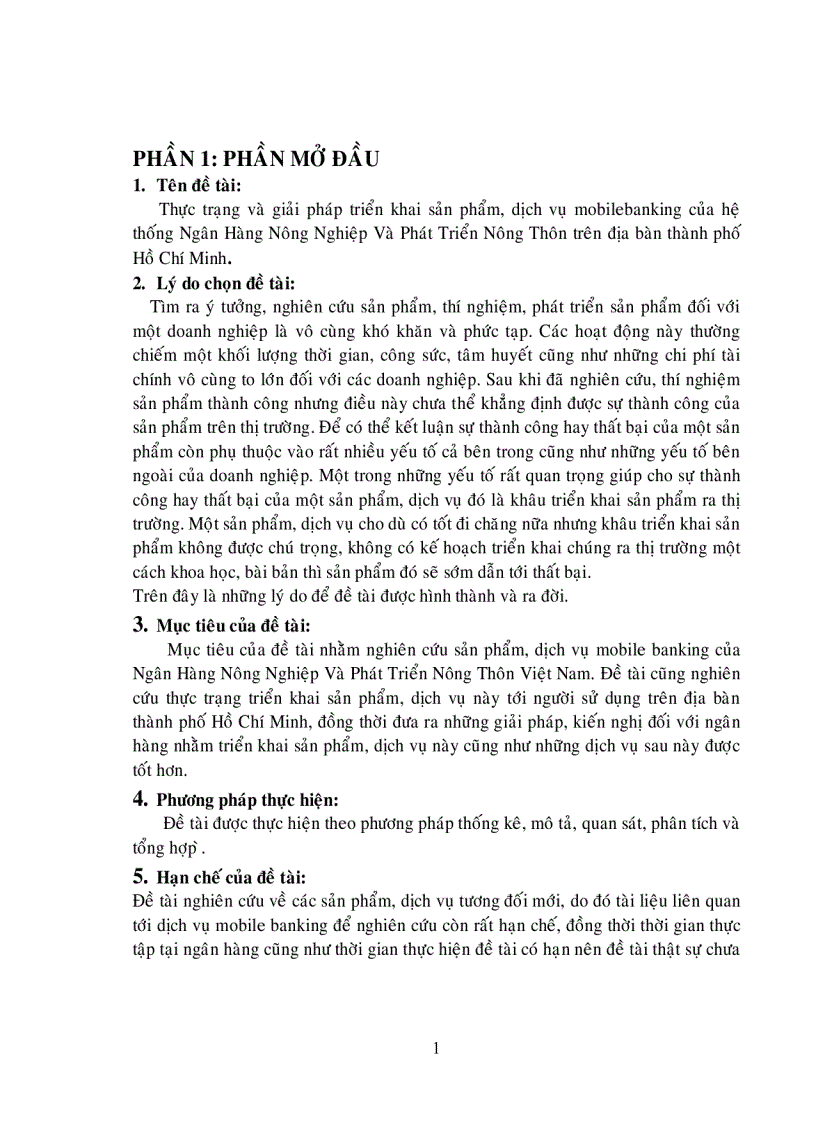 Thực trạng và giải pháp triển khai sản phẩm dịch vụ mobilebanking của hệ thống Ngân Hàng Nông Nghiệp Và Phát Triển Nông Thôn trên địa bàn thành phố Hồ Chí Minh