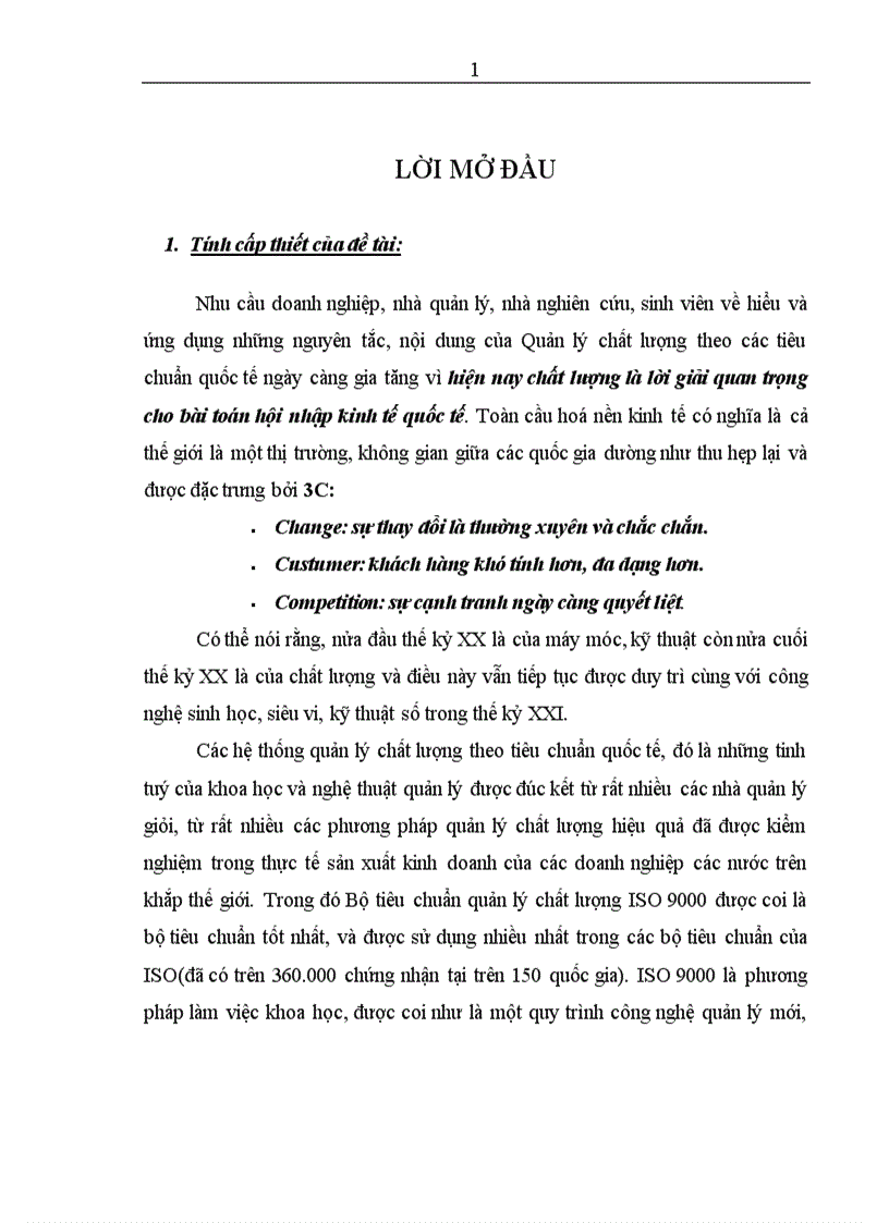 1số giải pháp hoàn thiện hệ thống quản lý chất lượng theo tiêu chuẩn iso 9001 2000 của Công ty Giầy Thượng Đình