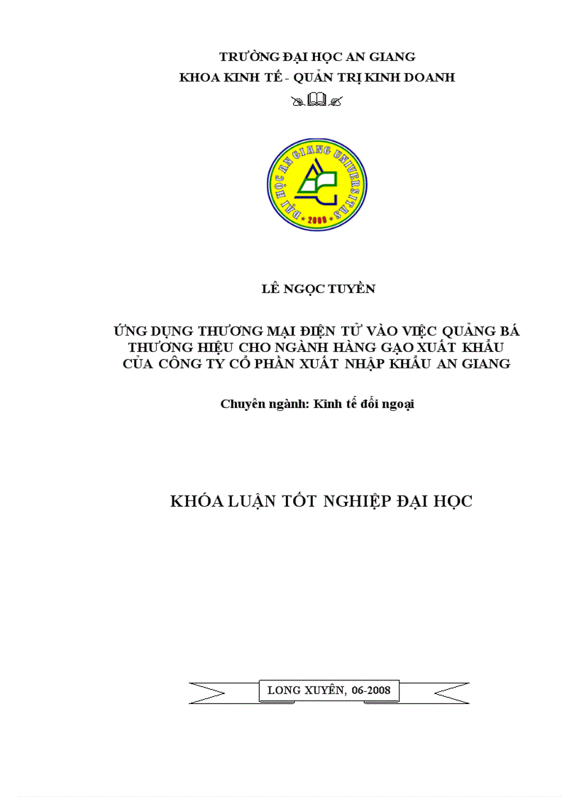 Ứng dụng thương mại điện tử vào việc quảng bá thương hiệu cho ngành hàng gạo xuất khẩu của công ty cổ phần xuất nhập khẩu an giang