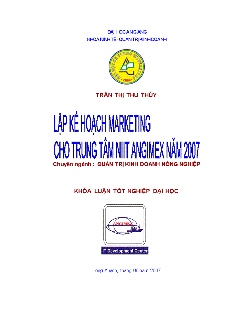 Lập kế hoạch Marketing cho trung tâm NIIT Angimex