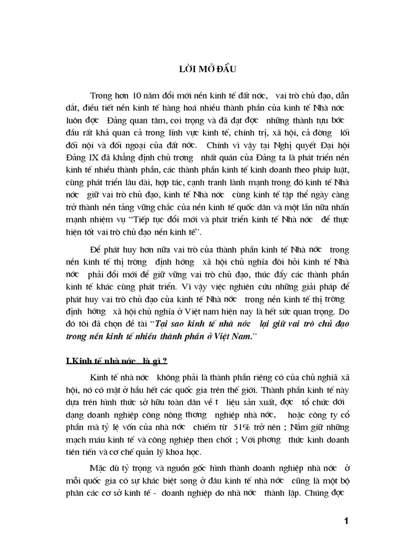 Tại sao kinh tế nhà nư ớc lại giữ vai trò chủ đạo trong nền kinh tế nhiều thành phần ở Việt Nam