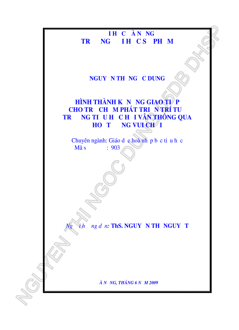 Hình thành kĩ năng giao tiếp cho trẻ CPTTT trường Tiểu học Hải Vân thông qua hoạt động vui chơi