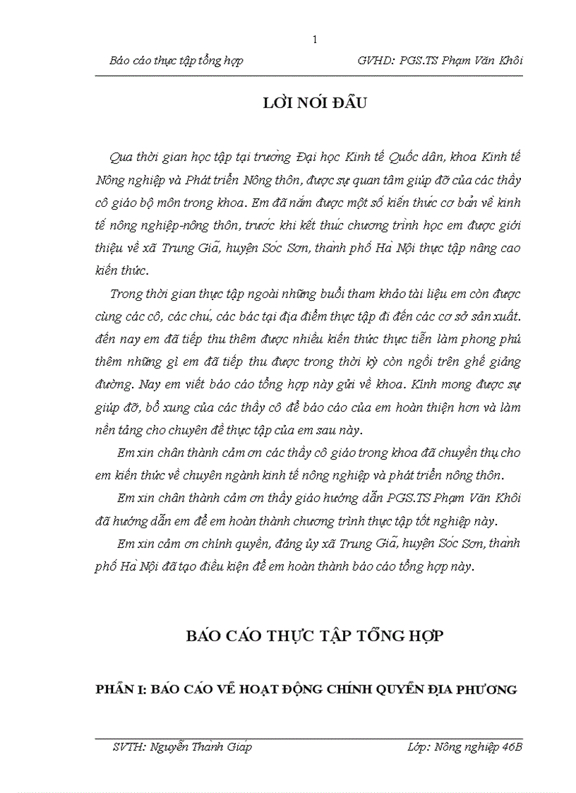 Báo cáo thực tập tổng hợp Tại UBND xã Trung Gia huyê n So c Sơn tha nh phô Ha Nô i