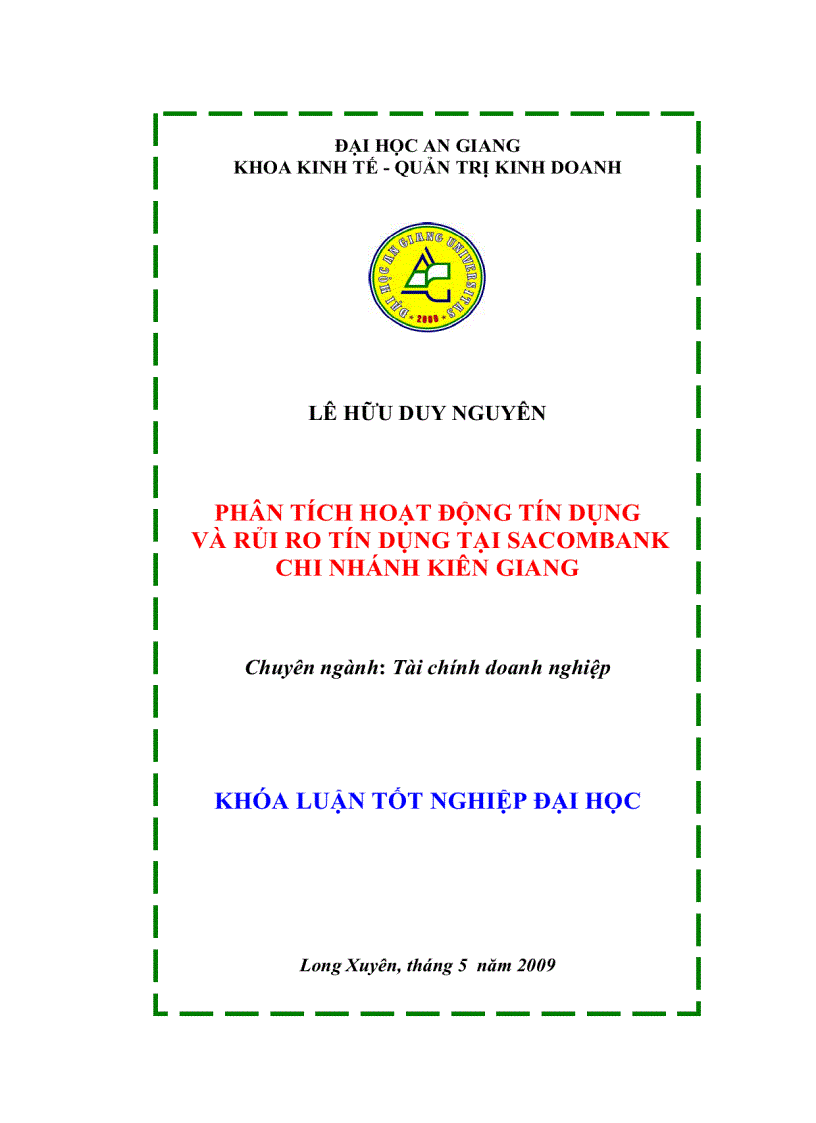 Phân tích hoạt động tín dụng và rủi ro tín dụng tại Sacombank Chi nhánh Kiên Giang