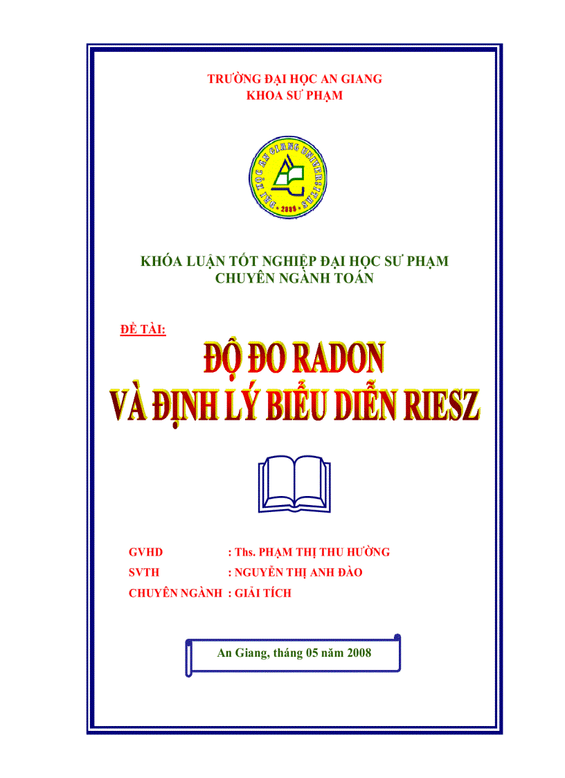 Độ đo Radon và định lý biểu diễn Riesz