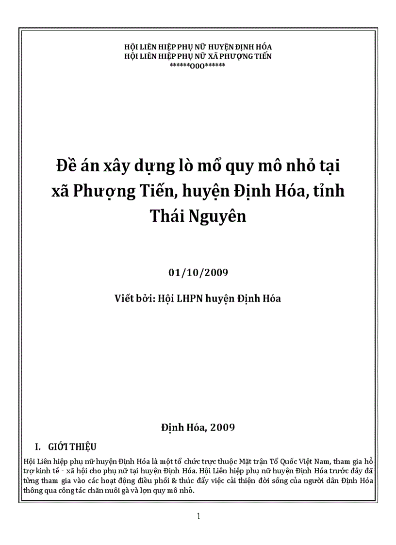 Đề án xây dựng lò mổ quy mô nhỏ tại xã Phượng Tiến