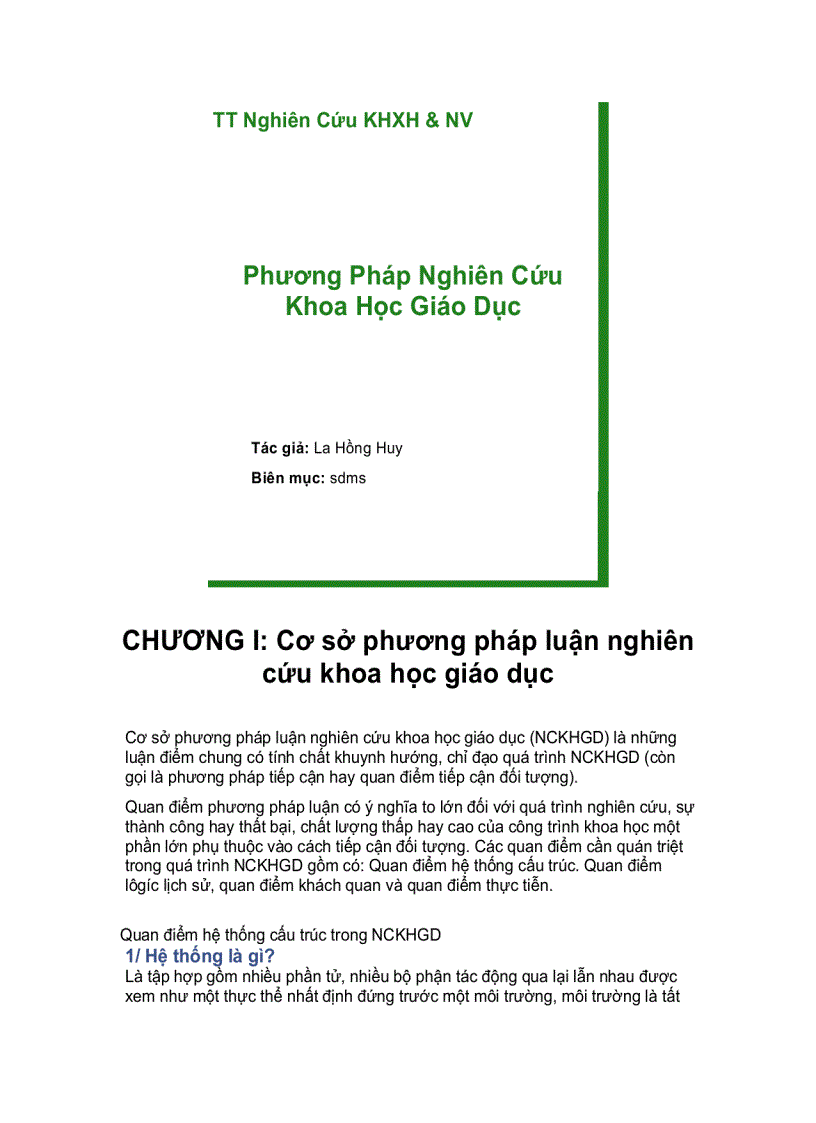 Phương pháp nghiên cứu khoa học giáo dục