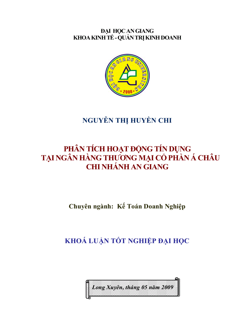 Phân tích hoạt động tín dụng tại ngân hàng Thương mại cổ phần Á châu chi nhánh An Giang