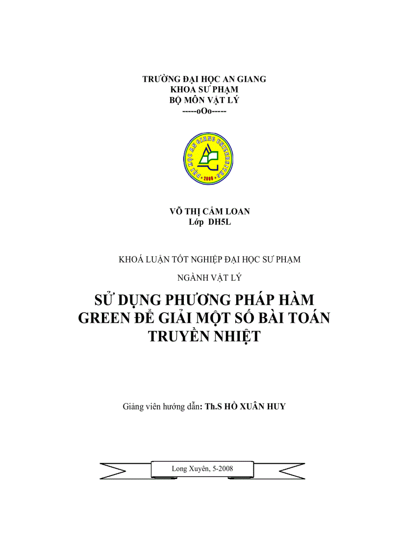 Sử dụng phương pháp hàm Green để giải một số bài toán truyền nhiệt