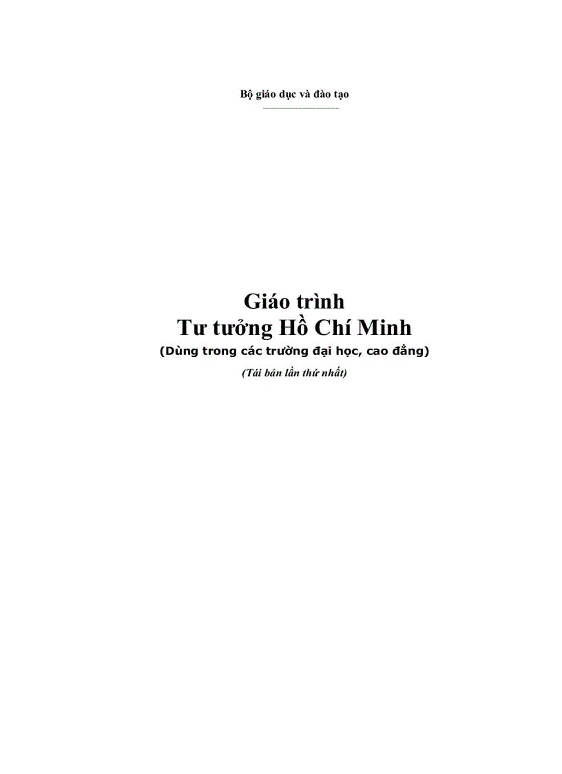 Giáo trình tư tưởng hồ chí minh giành cho các khối ngành kinh tế