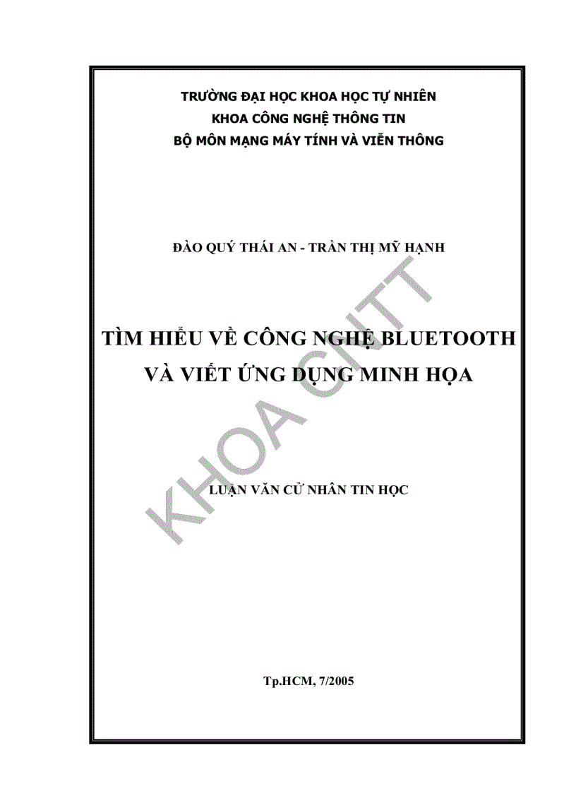 Tìm hiểu về công nghệ BlueTooth và viết ứng dụng minh họa