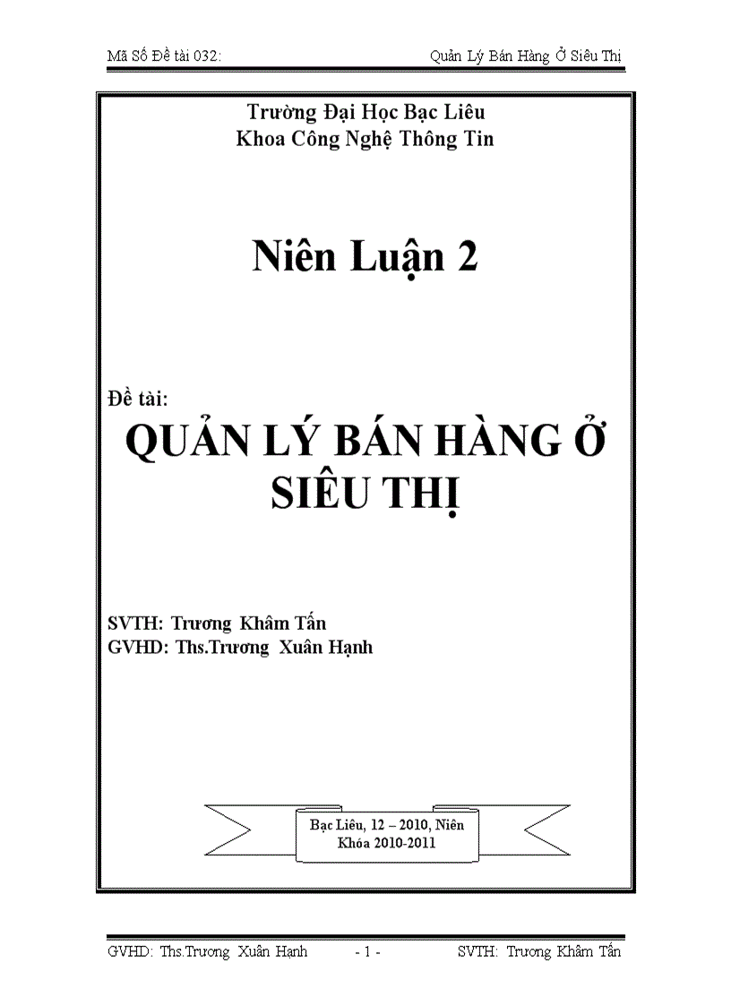 Niên Luận Quản Lý Bán Hàng Ở Siêu Thị