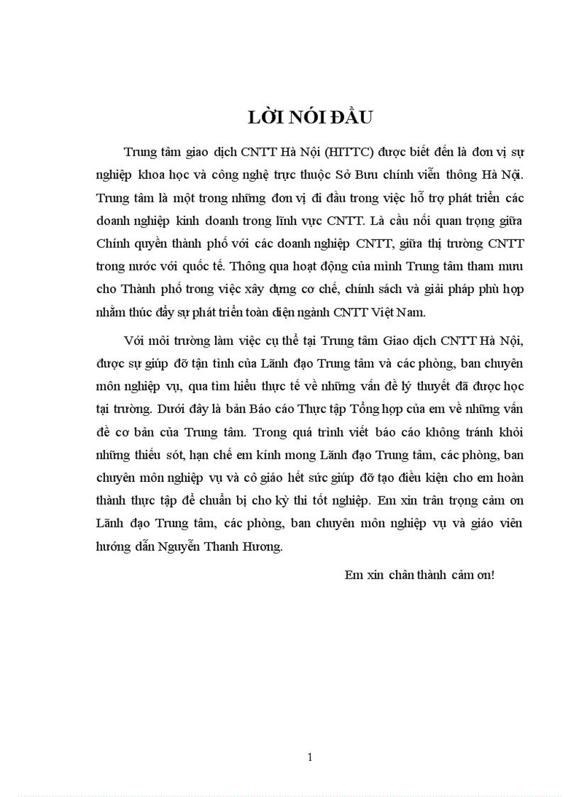 Báo cáo thực tập Tại Trung tâm Giao dịch công nghệ thông tin Hà Nội