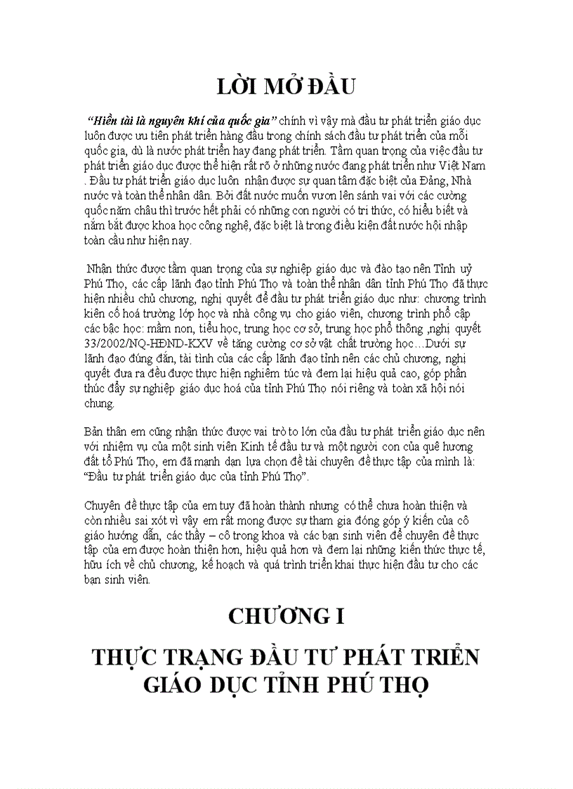 Đầu tư phát triển giáo dục của tỉnh Phú Thọ