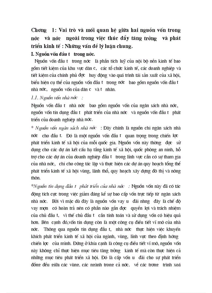 Thực trạng vai trò và mối quan hệ giữa hai nguồn vốn trong nước và nước ngoài trong việc thúc đẩy tăng trưởng và phát triển kinh tế