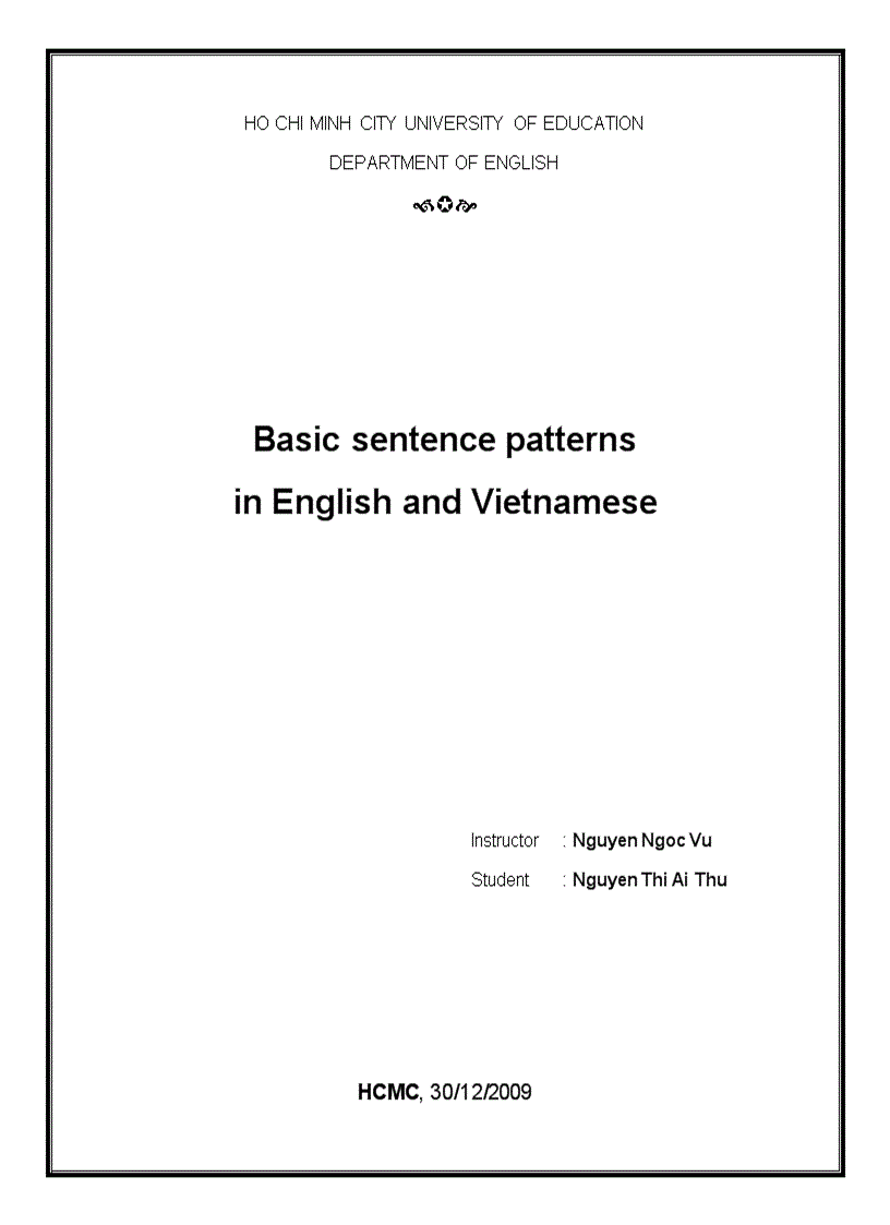 Basic sentence patterns in English and Vietnamese