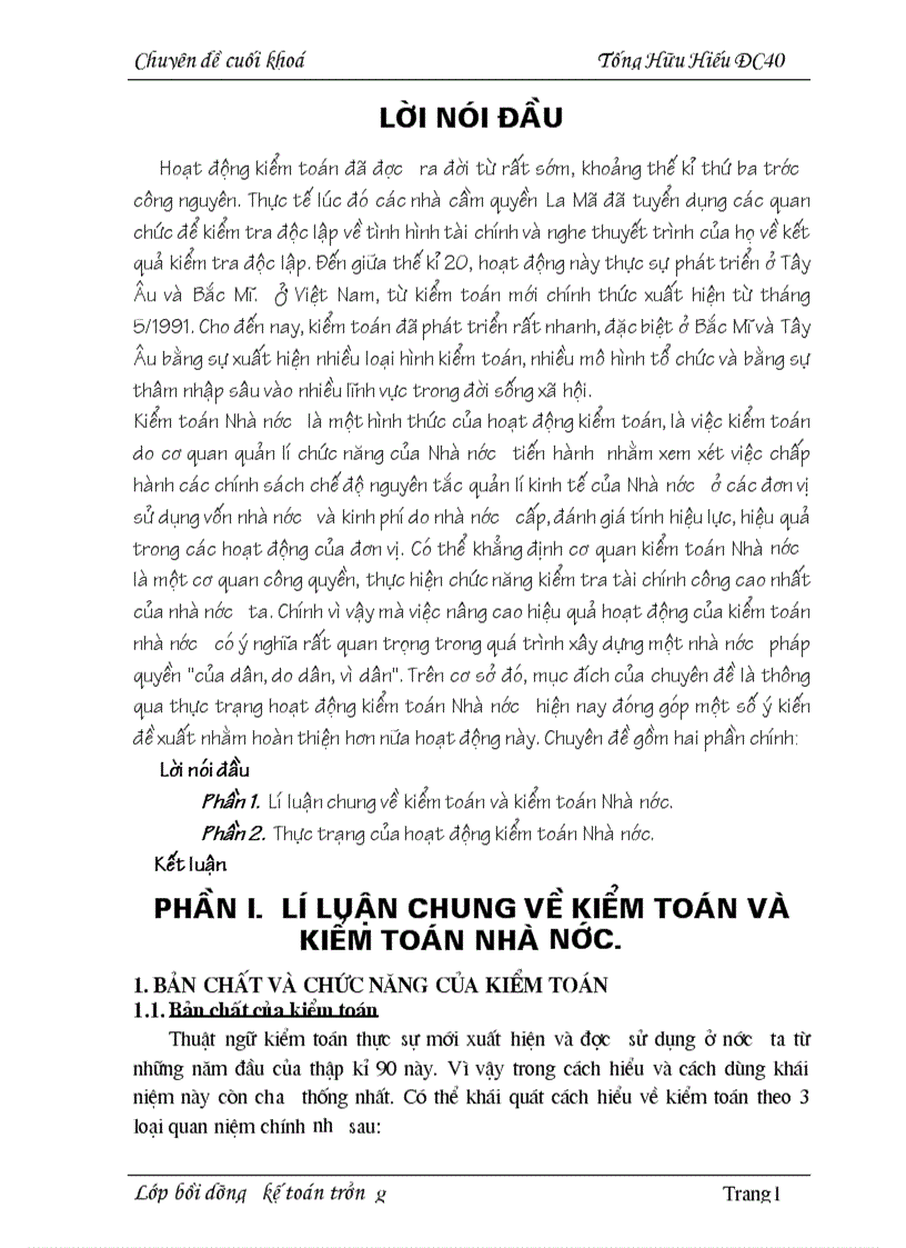 Lý luận chung về kiểm toán và kiểm toán Nhà nước Thực trạng của hoạt động kiểm toán Nhà nước