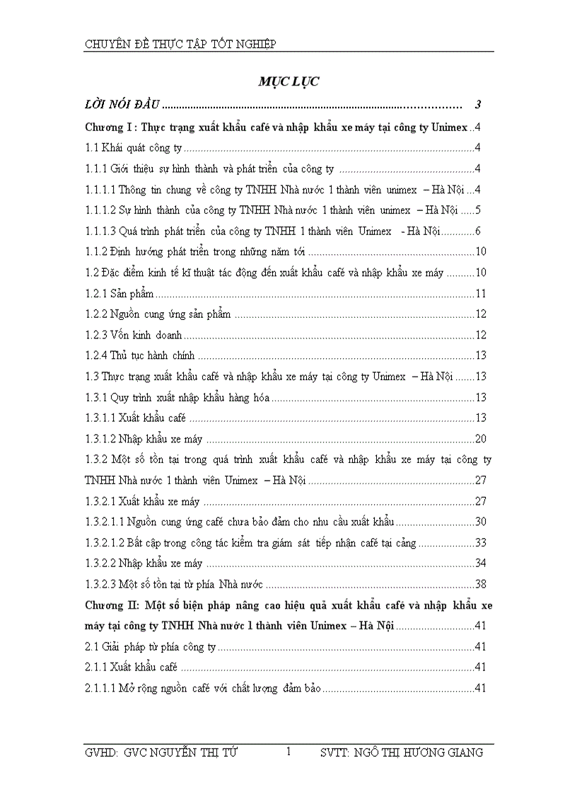 Một số giải pháp nâng cao hiệu quả xuất khẩu café và nhập khẩu ủy thác xe máy tại công ty TNHH Unimex Hà Nội