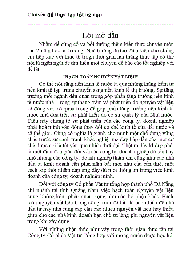 Hạch toán nvl tại chi nhánh công ty cổ phần vật tư tổng hợp đà nẵng tại quảng nam