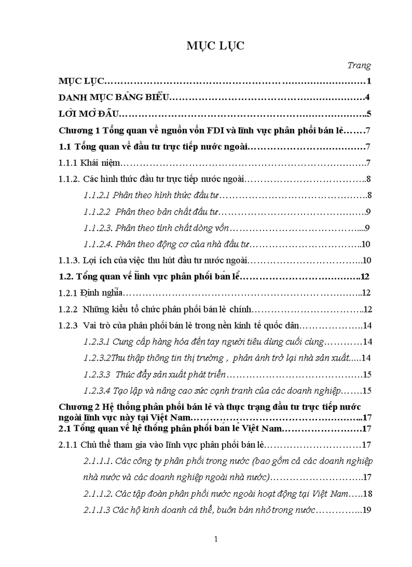 Thực trạng đầu tư trực tiếp nước ngoài vào lĩnh vực phân phối bán lẻ của Việt Nam 2005 2009