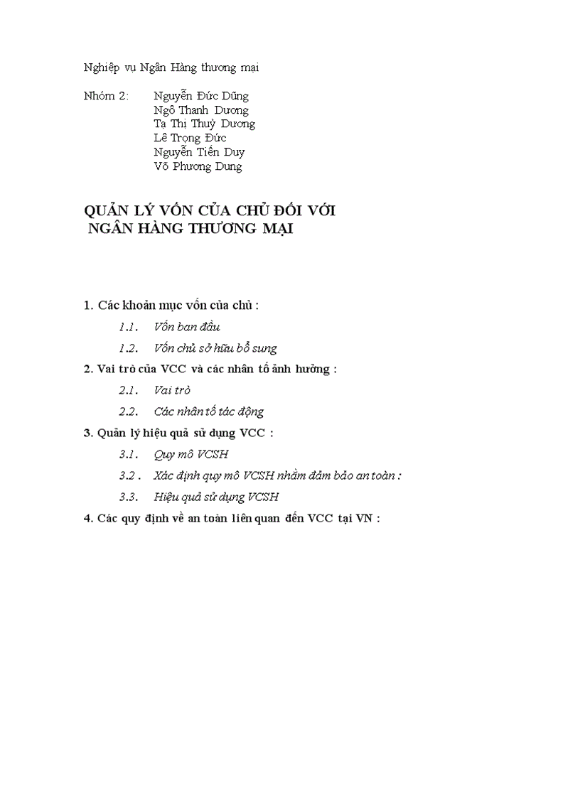 Quản lý vốn của chủ đối với ngân hàng thương mại