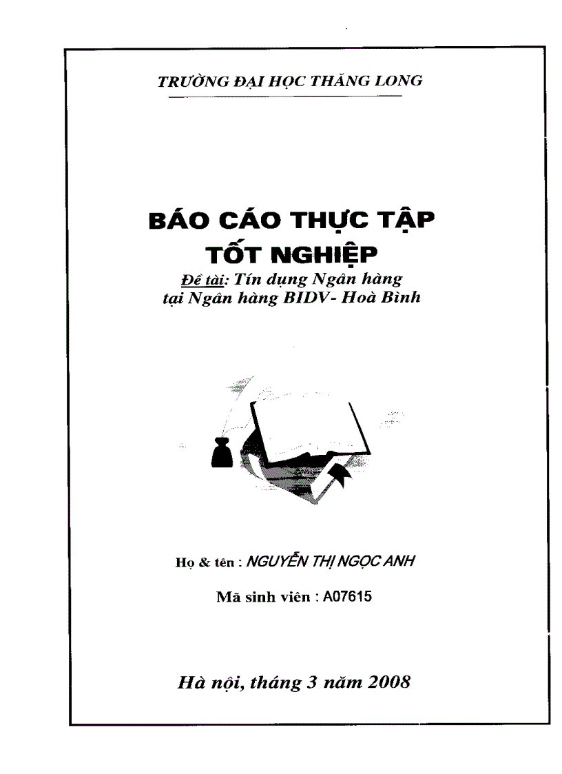 Báo cáo thực tập tại BIDV Hòa Bình