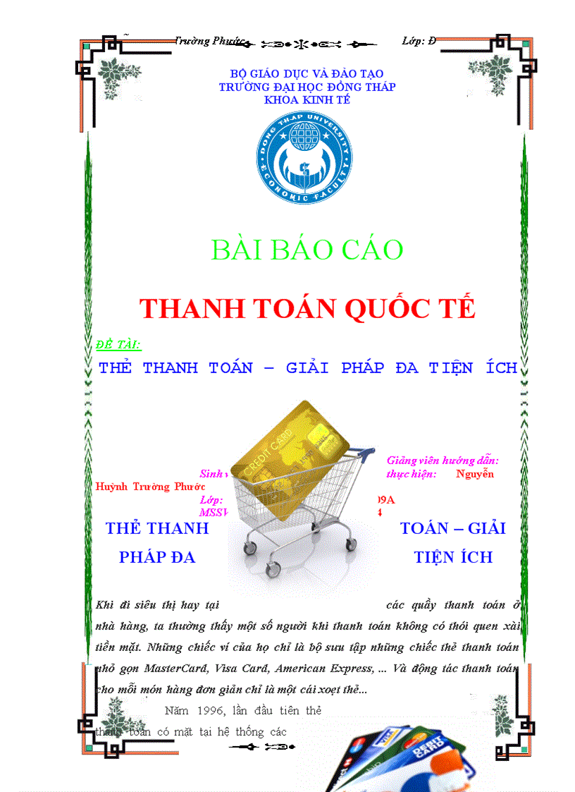 Thanh toán quốc tế Thẻ thanh toán Giải pháp đa tiện ích