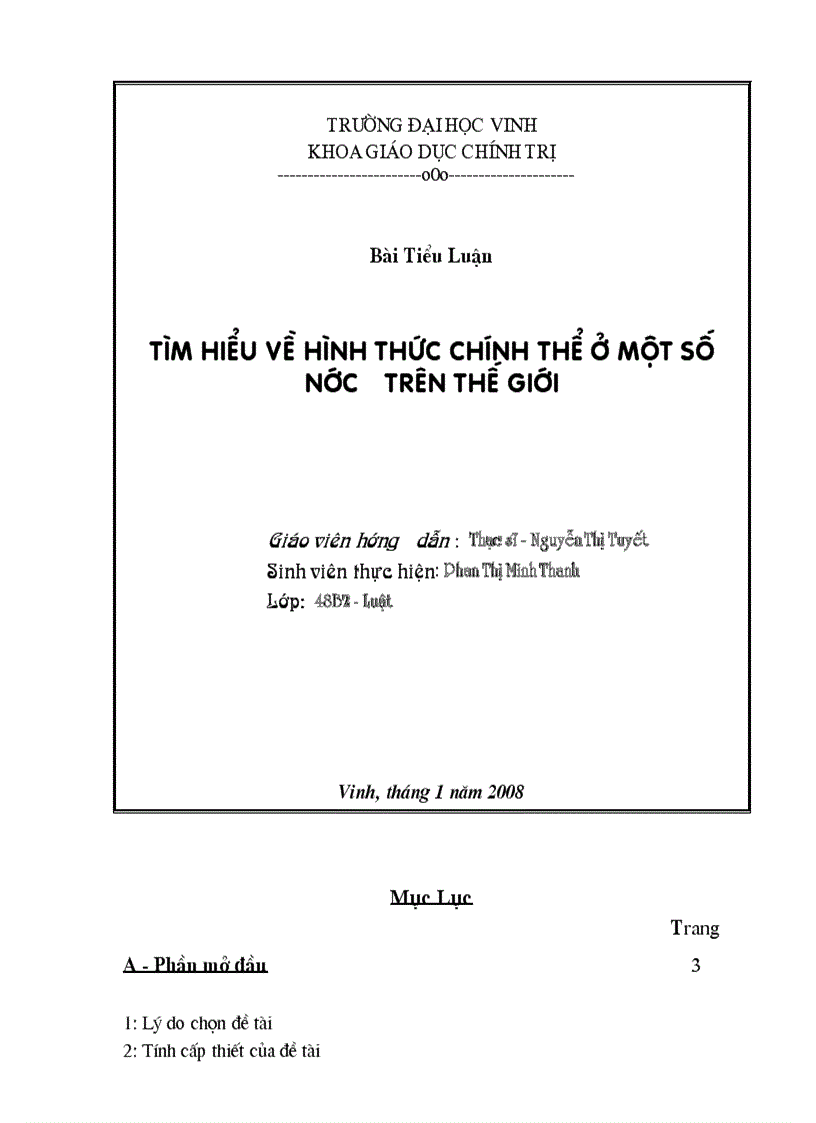 Tìm hiểu thể chế chính trị một số quốc gia trên thế giới