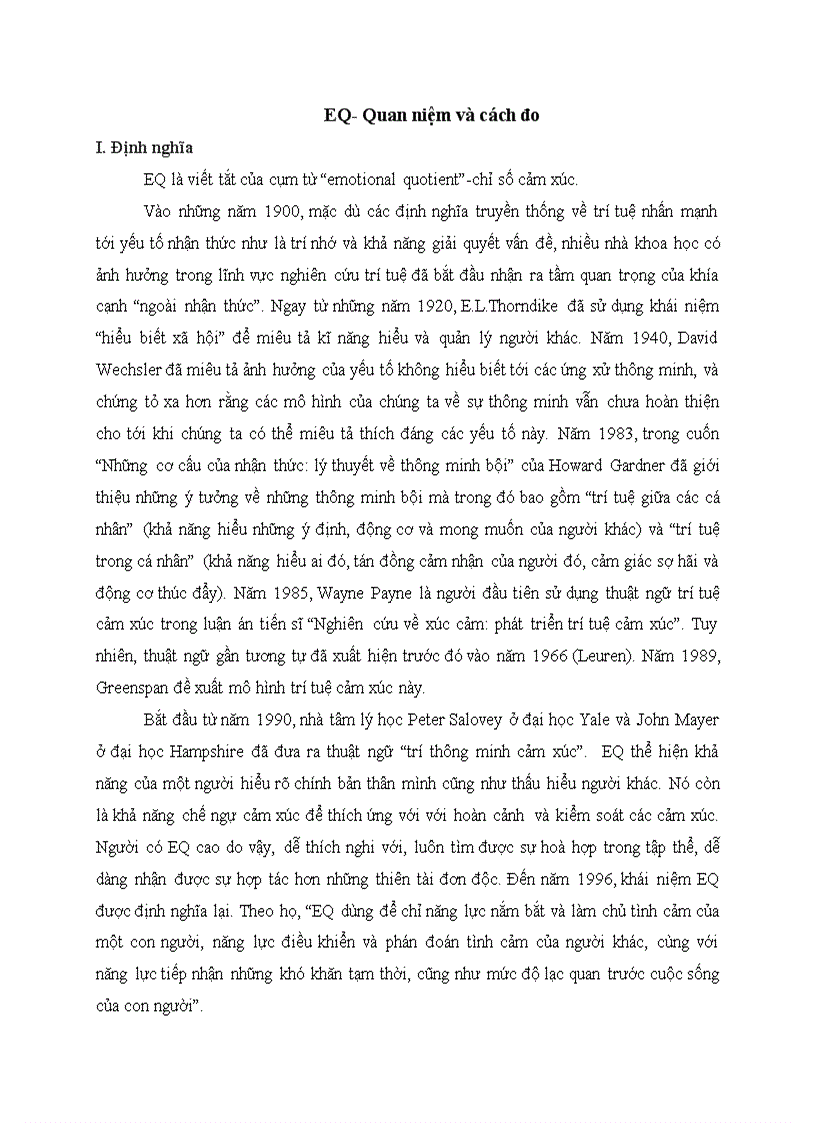 EQ quan niệm và cách đo