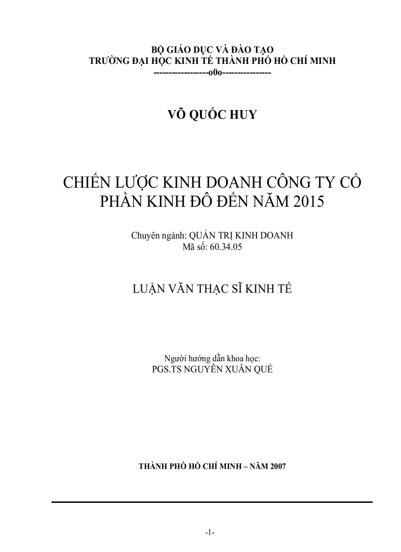 Chiến lược kinh doanh của công ty cổ phần Kinh Đô đến năm 2015