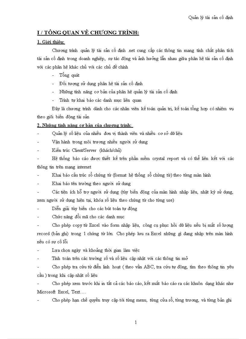 Chương trình quản lý tài sản cố định