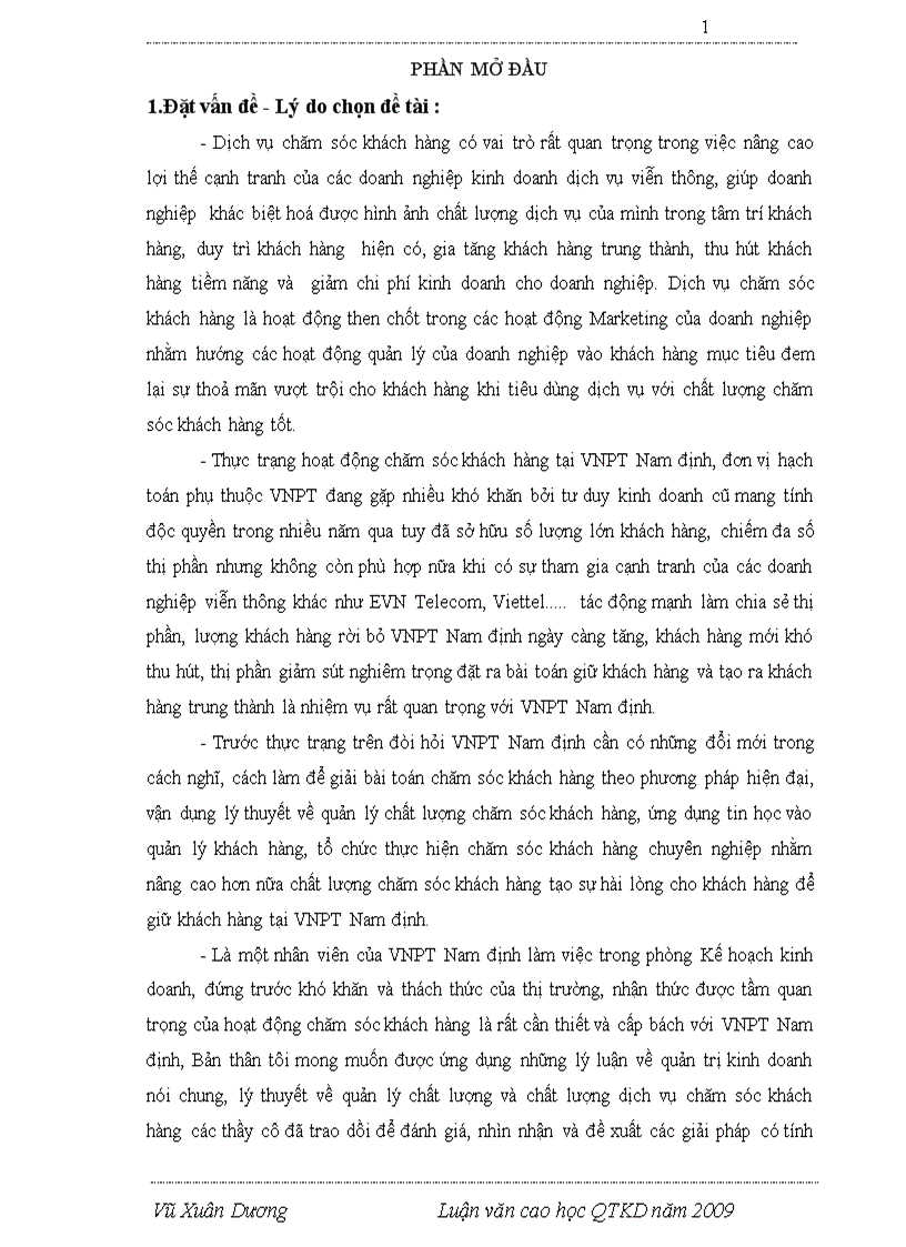 Đề tài Một số giải pháp nhằm nâng cao chất lượng dịch vụ chăm sóc khách hàng tại Viễn thông Nam định