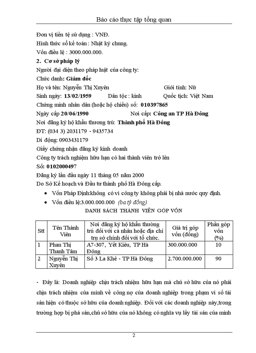 Báo cáo thực tập tại Công ty cơ điện Đại Dương