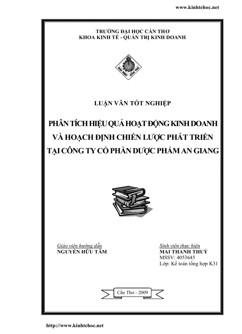 Phân tích hiệu quả hoạt động kinh doanh và hoạch định chiến lược phát triển cho công ty cổ phần Dược Phẩm An Giang